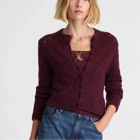 Madewell Pointelle-Stitch Cardigan in Cotton Blend - Picture 1 of 6